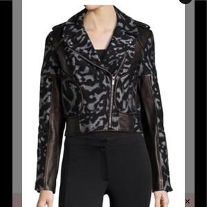 Diane Von Furstenberg Leopard Leather Biker Jacket